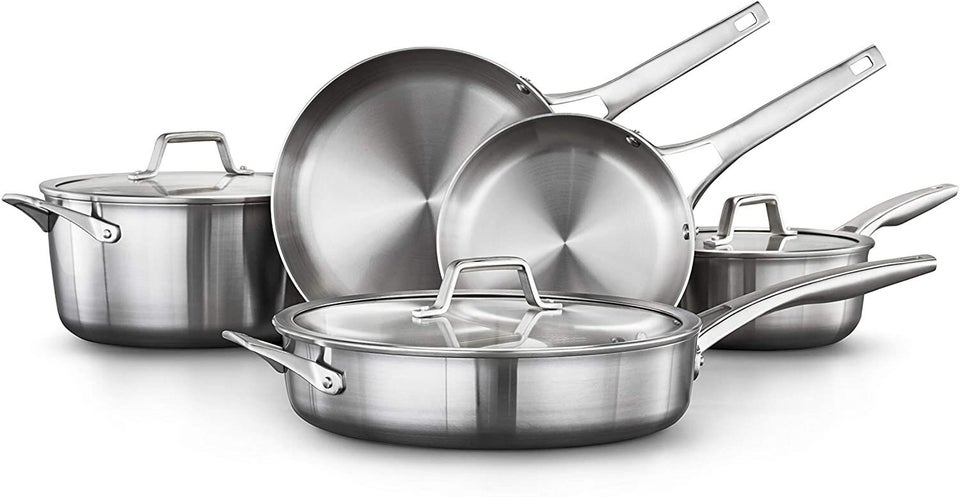 Calphalon 8pc Oil Infused Ceramic Cookware Set Non Stick Pots Pans Lids