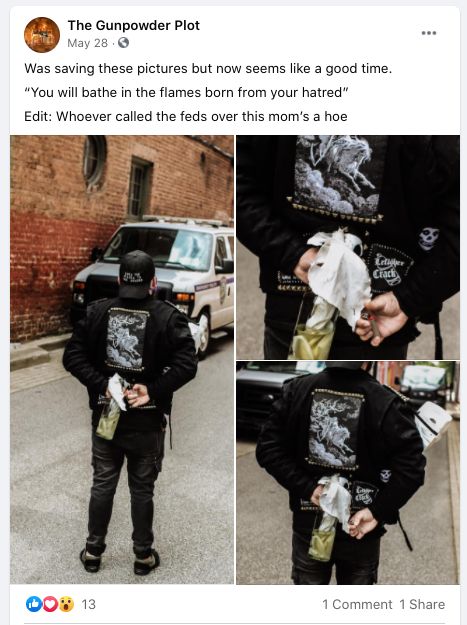 Images posted on The Gunpowder Plot's Facebook page led to a federal charge against the band's bassist. 