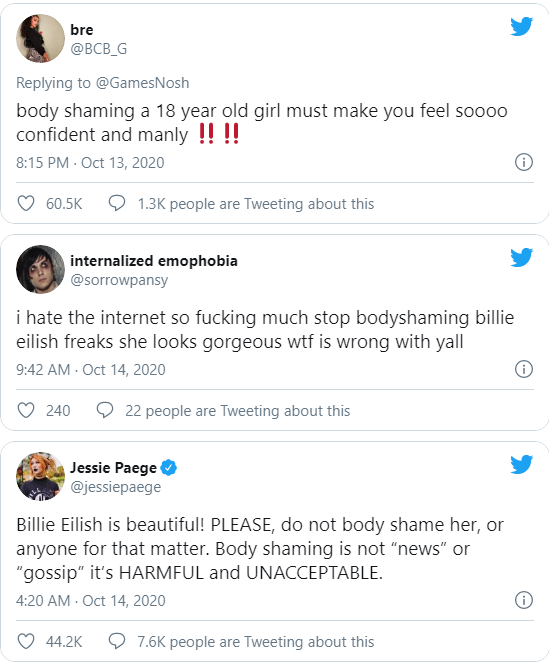 Τα σχόλια φαν της Μπίλι Ελις στο Twitter 