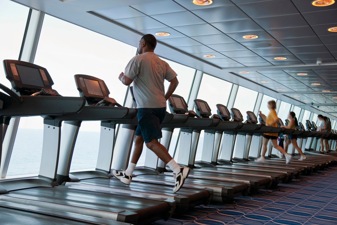 Man running on a treadmill 