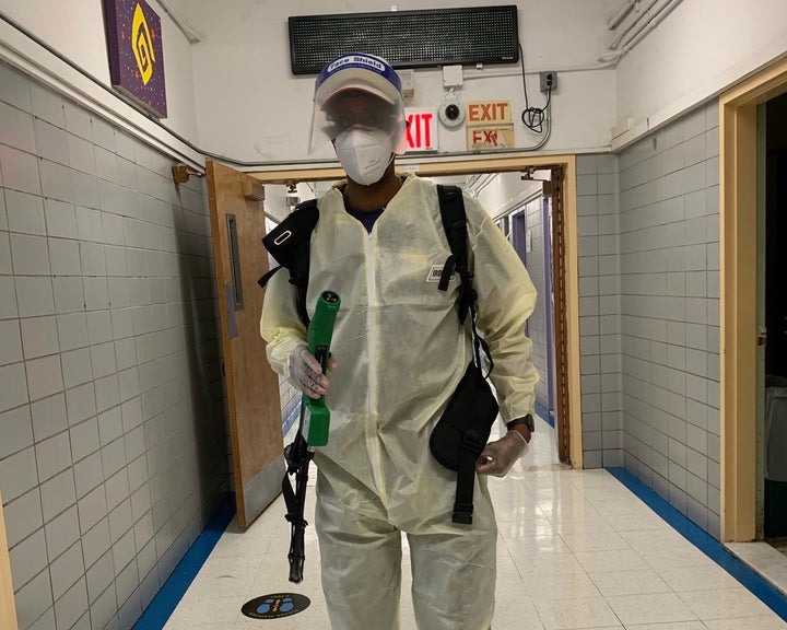 Jamal Johnson, a cleaner at a high school in Long Island City, New York, says he's not sure how he'll get by if his school shuts down again.