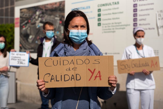Protesta por una sanidad pública de calidad en el hospital de La Paz, Madrid, el pasado 5 de