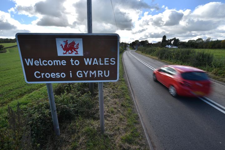 A welcome to Wales sign near Llangua in Monmouthshire, south-east Wales