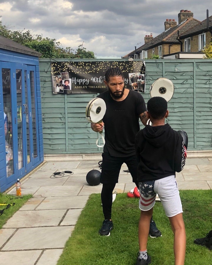 Ashley with one of the children he's been training. 