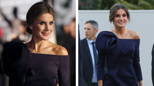 Letizia en diciembre de 2017 en los Premios AS (izquierda) y en la retrospectiva de Miró en París, en 2018 (derecha).