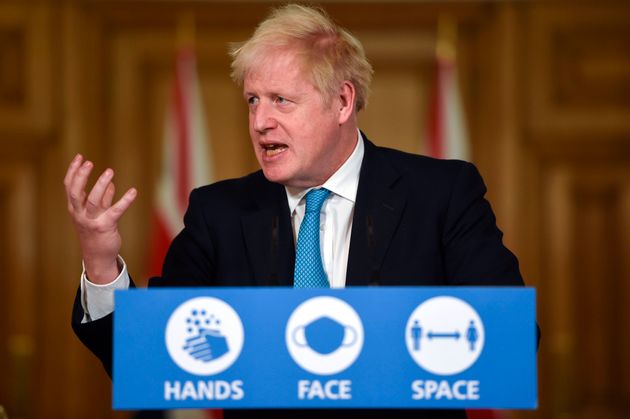 Boris Johnson speaks during a Number 10 Downing Street coronavirus press conference 