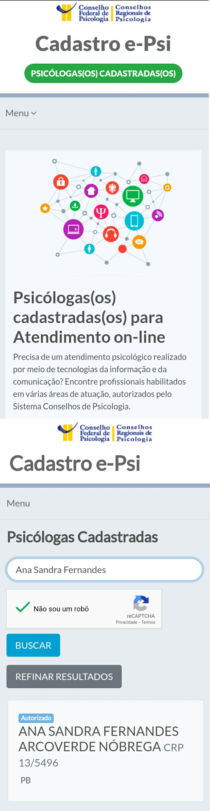 Como verificar se o profissional está cadastrado no e-Psi