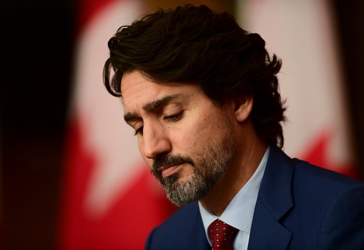 Prime Minister Justin Trudeau takes part in a press conference during the COVID pandemic in Ottawa on Friday.
