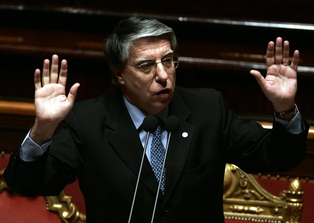 Relations with Parliament Minister Carlo Giovanardi addresses the Senate during a confidence vote, in...