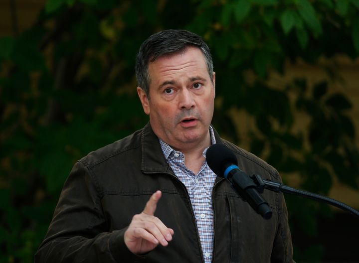 Alberta Premier Jason Kenney answers questions after announcing $43 million in repairs and improvements to provincial parks at a news conference in Calgary, Alta. on Sept. 15, 2020.