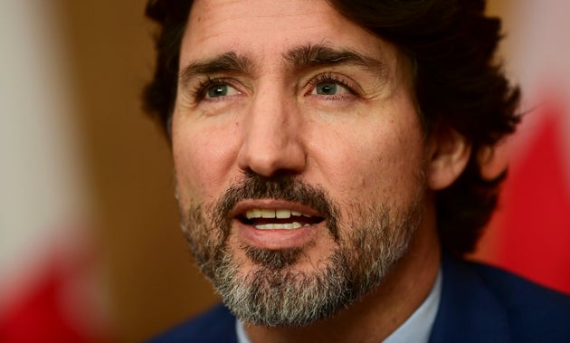 Prime Minister Justin Trudeau takes part in a press conference during the COVID pandemic in Ottawa on Friday.