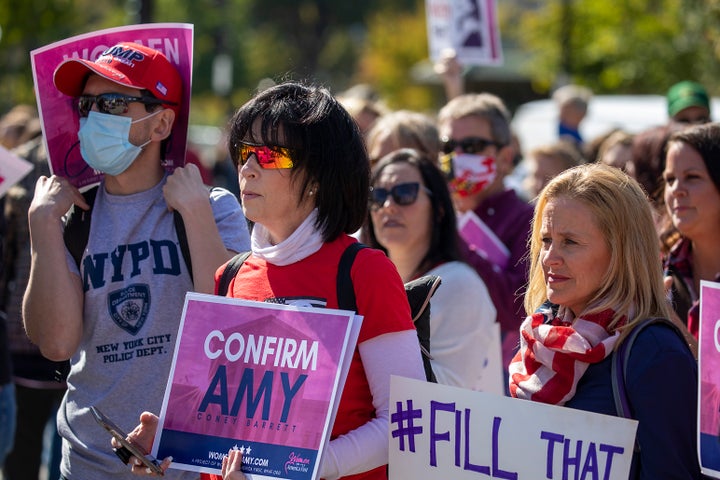 Supporters of Barrett stage a counter-protest on Saturday in Washington, D.C.