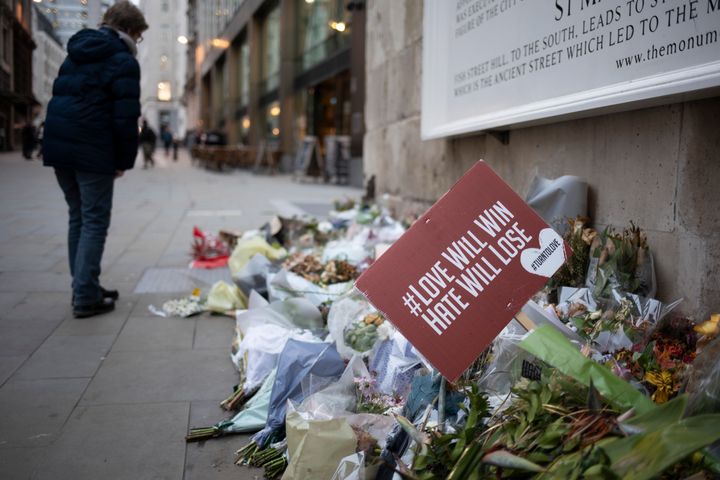 Memorial to the London Bridge terror attack of November 2019 on 7th January 2020 in London, England, United Kingdom. Floral tributes to those who lost their lives were placed at the foor of Monument in remembrance. (photo by Mike Kemp/In Pictures via Getty Images)