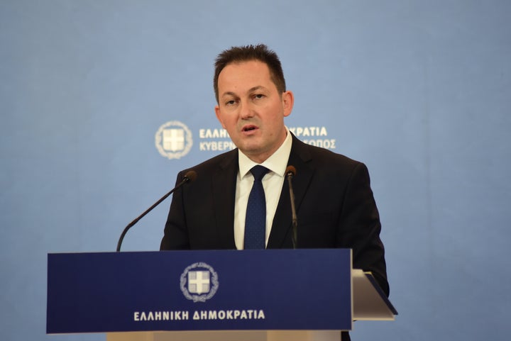 ATHENS, ATTIKI, GREECE - 2019/11/05: Greek Government Representative, Stelios Petsas during the briefing to the press. Petsas reported an agreement on issues such as climate change and the turbulence in the global economy. (Photo by Dimitrios Karvountzis/Pacific Press/LightRocket via Getty Images)