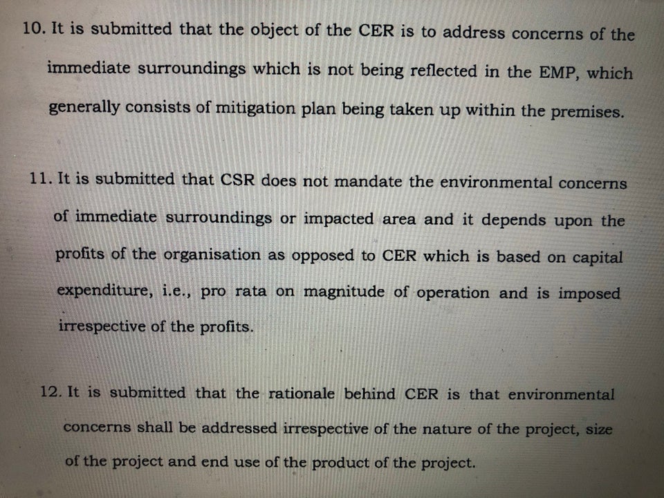 Excerpt from the affidavit filed by the union environment ministry in the Delhi High Court in February....