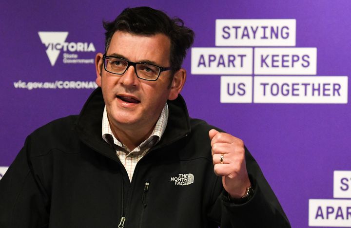 Australia's Victoria state Premier Daniel Andrews speaks during a press conference in Melbourne on October 18, 2020, as the state government announces a lifting of some restrictions as the city battles a second wave of the Covid-19 coronavirus. 