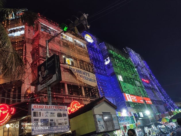 Buildings in Kidderpore decorated for Durga