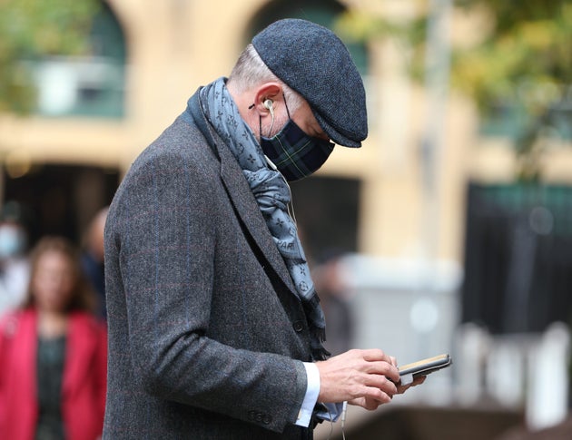 John Leslie pictured arriving at Southwark Crown Court on Monday