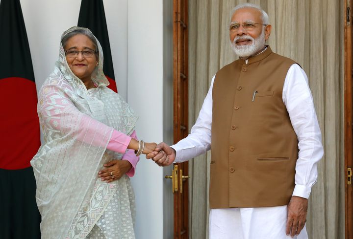 A file photo of Bangladesh Prime Minister Sheikh Hasina with Indian PM Narendra Modi.