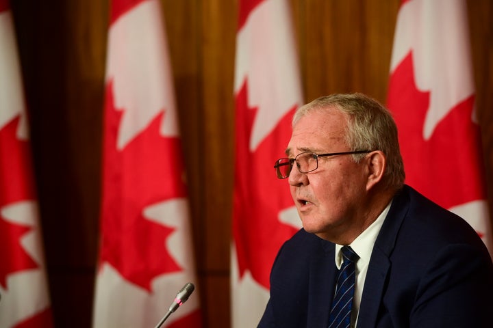 Public Safety Minister Bill Blair takes part in a press conference in Ottawa on Oct. 19, 2020.