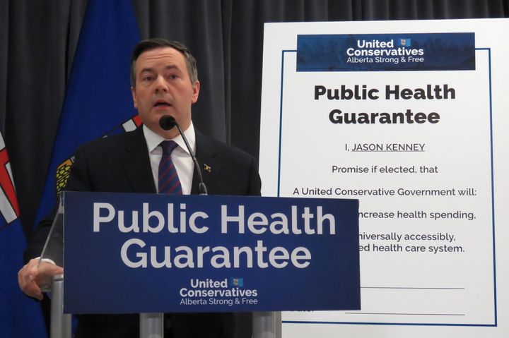 On Feb. 20, 2019, United Conservative Leader Jason Kenney pledged to not decrease health spending and to maintain the public health care system ahead of Alberta's election campaign that year. 