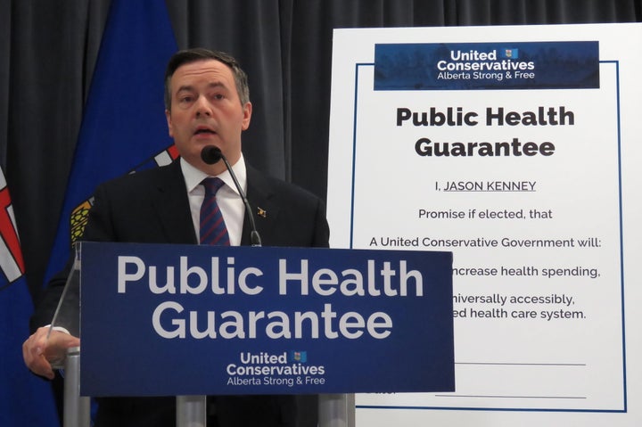 On Feb. 20, 2019, United Conservative Leader Jason Kenney pledged to not decrease health spending and to maintain the public health care system ahead of Alberta's election campaign that year.