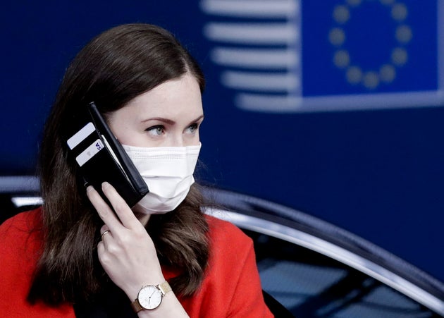 Sanna Marin, el 16 de octubre, llegando al Consejo Europeo en