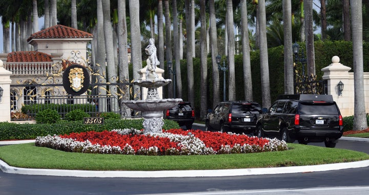 President Trump's motorcade arrives at the Trump International Golf Course in West Palm Beach, Fla., on Dec. 29, 2019. 