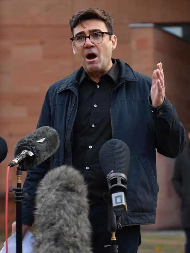 Greater Manchester mayor Andy Burnham speaking to the media outside Bridgewater Hall, Manchester, following last-ditch talks with the prime minister aimed at securing additional financial support for his consent on new coronavirus restrictions