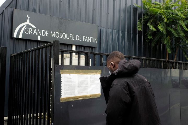 French Minister of Interior Gerald Darminin ordered the closure of the great Mosque of Pantin, pictured Tuesday, after it posted on its Facebook page a video denouncing a school course that featured the caricatures of Mohammad. The teacher leading the class was later killed.
