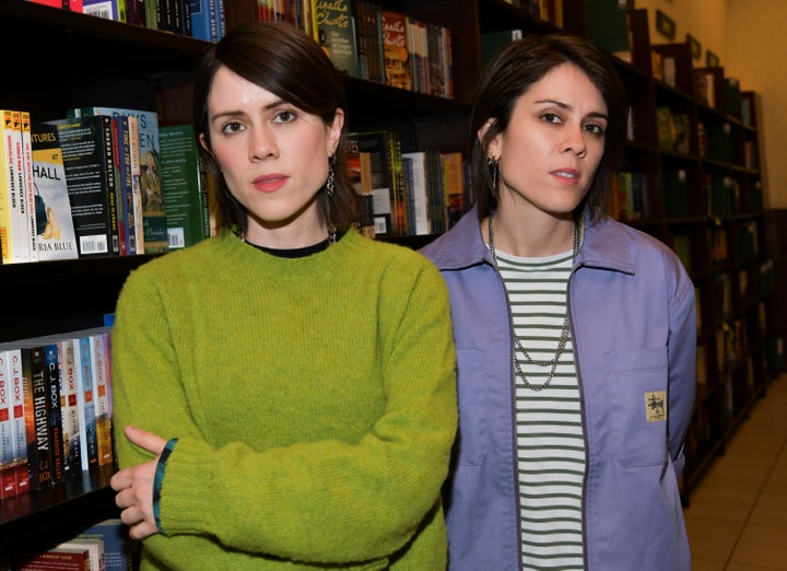 Sara Quin and Tegan Quin celebrate their memoir "High School" on Sept. 26, 2019 in Los Angeles, California. 