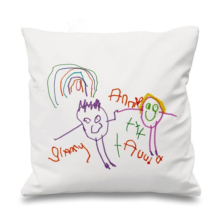 Children's drawing on a cushion