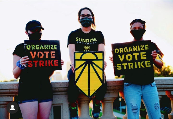 Chanté Davis (right) is a 16-year-old from Houston who volunteers with the Sunrise Movement, a youth-led political action organization focused on climate change.