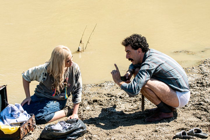 Maria Bakalova and Baron Cohen in "Borat Subsequent Moviefilm."