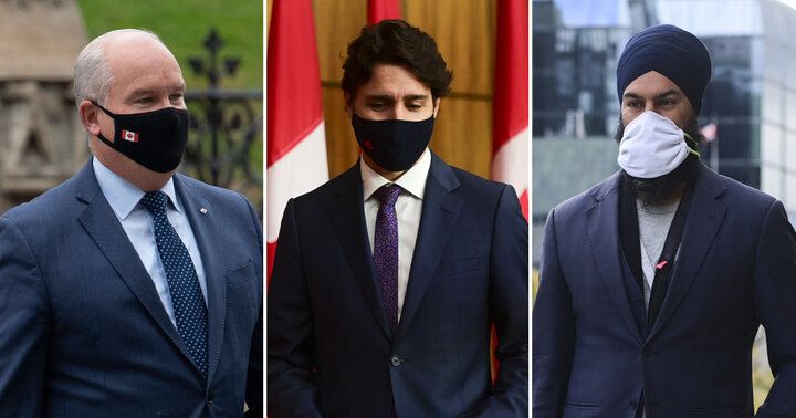 Conservative Leader Erin O’Toole, Prime Minister Justin Trudeau, and NDP Leader Jagmeet Singh are shown in a composite image of photos from The Canadian Press.