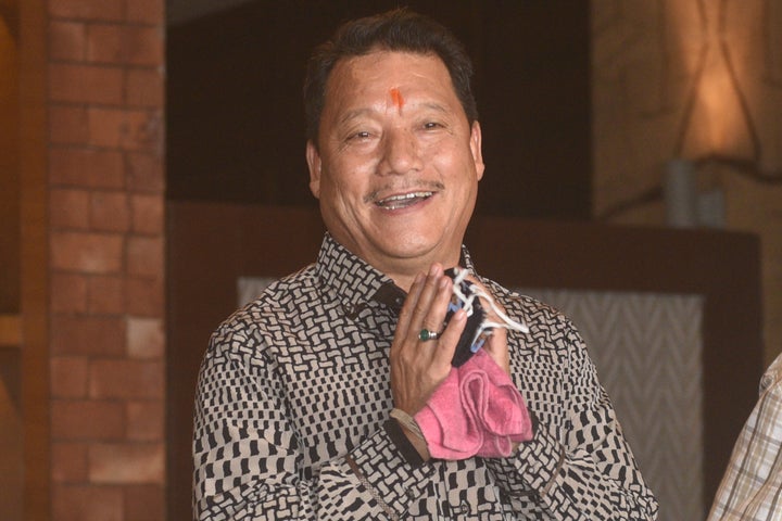 Gorkha Janmukti Morcha leader Bimal Gurung during a press conference at the Lalit Great Eastern Kolkata hotel on October 21, 2020 in Kolkata, India. 