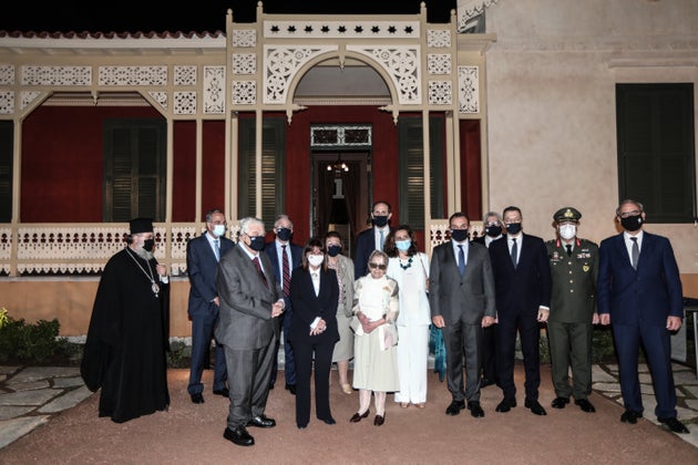 Τελετή για την αποκατάσταση της οικίας του Παύλου Μελά παρουσία της Προέδρου της Δημοκρατίας Κατερίνας Σακελλαροπούλου. Δίπλα στην ΠτΔ η εγγονή του Παύλου Μελά. Τρίτη 13 Οκτωβρίου 2020.