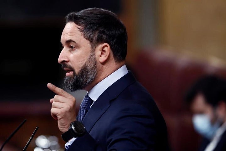 El líder de Vox, Santiago Abascal, este jueves 22 de octubre en el Congreso.