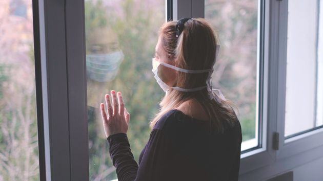 horizontal background woman in isolation at home for virus outbreak or hypochondria