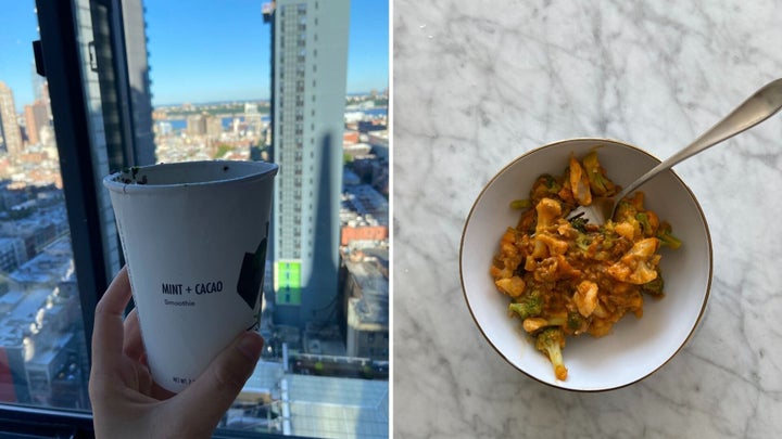Whether you're in a rush or have the time to slow down for a moment, Daily Harvest's smoothies, bowls, soups and bites can be eaten right from the packages they come in. That means less time cooking and cleaning up, and more time doing the things you love. Pictured: <a href="https://go.skimresources.com?id=38395X987171&xs=1&url=https%3A%2F%2Fwww.daily-harvest.com%2Fbrowse%2Fsmoothies%2Fmint-cacao%3Futm_source%3Dsponsored_content%26utm_medium%3Dcpc%26utm_campaign%3Dhuffpost%26utm_content%3Dhuffpost%26utm_term%3Deditorial3%26coupon_code%3Dhp25" target="_blank" rel="noopener noreferrer">Mint + Cacao Smoothie</a> and <a href="https://go.skimresources.com?id=38395X987171&xs=1&url=https%3A%2F%2Fwww.daily-harvest.com%2Fbrowse%2Fharvest-bowls%2Fbroccoli-cheeze%3Futm_source%3Dsponsored_content%26utm_medium%3Dcpc%26utm_campaign%3Dhuffpost%26utm_content%3Dhuffpost%26utm_term%3Deditorial3%26coupon_code%3Dhp25" target="_blank" rel="noopener noreferrer">Broccoli + Cheeze Bowl</a>.