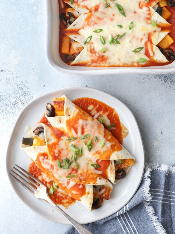 Butternut Squash, Mushroom and Poblano Enchiladas from Completely Delicious