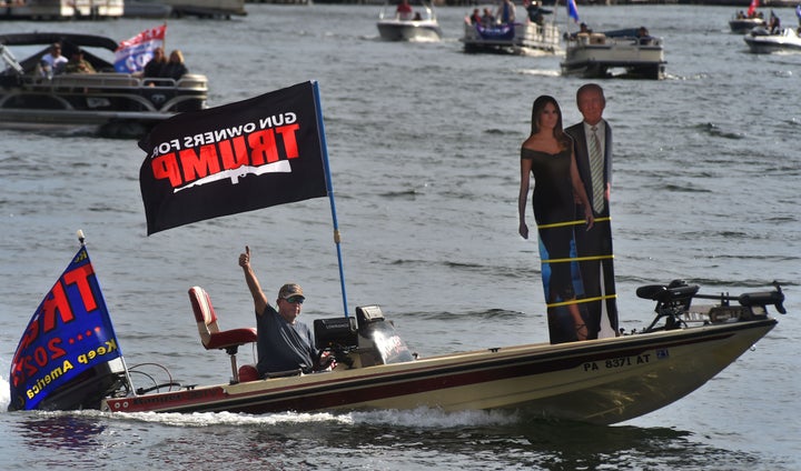 Supporters of President Donald Trump filled Harveys Lake in Luzerne County, Pennsylvania, in early October. Trump won the historically Democratic area handily in 2016.