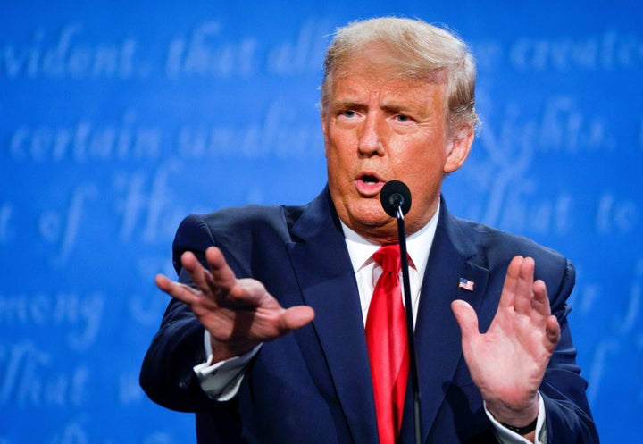 President Donald Trump speaks during the final debate.