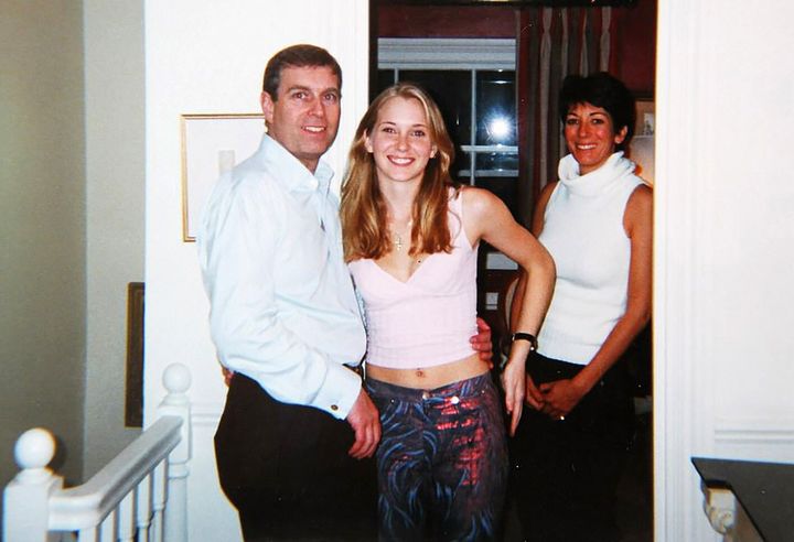 Ghislane Maxwell also cast doubt on the authenticity of this photo showing Andrew with his arm around Giuffre, with Maxwell in the background, purportedly taken at her Mayfair home 