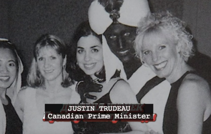 A screenshot from the new film "Borat 2," which includes a joke about Canadian Prime Minister Justin Trudeau's brownface scandal.