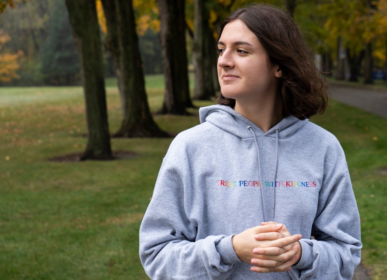 Isabella Dugas, a junior, poses for a portrait on the campus of Saint Mary's College on Oct. 22.