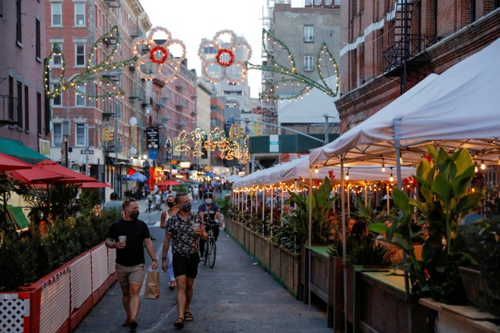 Expanded outdoor dining in New York City has helped restaurants throughout the warmer months of the pandemic, but restaurant industry workers are worried about what happens as temperatures drop if there is no additional federal relief money.