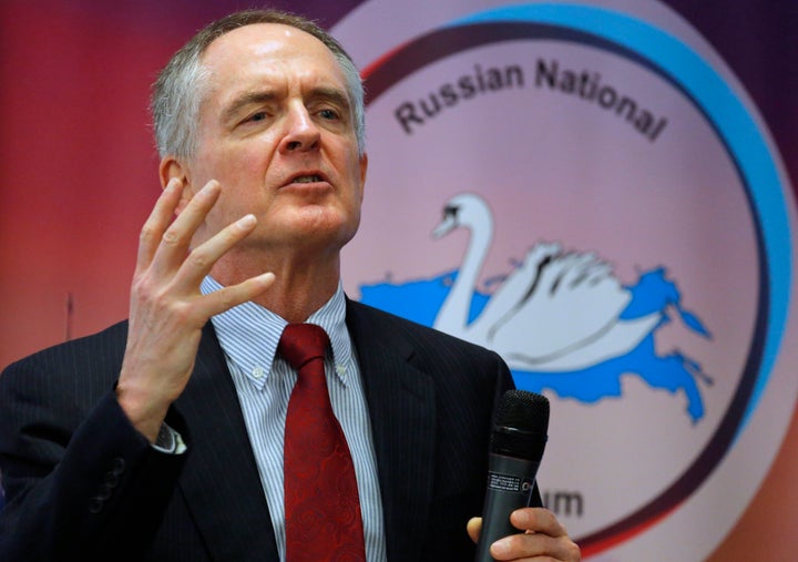 U.S. writer and white supremacist Jared Taylor, author of the book "White Identity" speaks during the International Russian Conservative Forum in St. Petersburg, Russia in 2015.