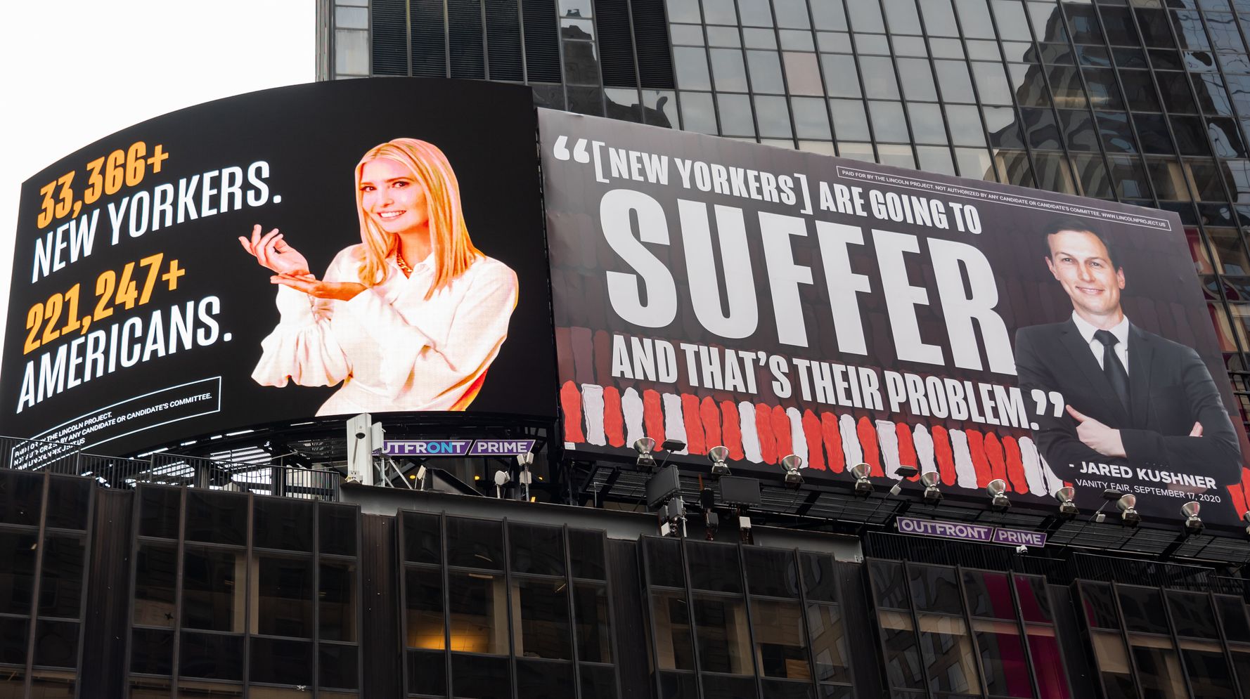 Ivanka Trump, Jared Kushner Threaten To Sue Lincoln Project Over Times Square Billboards
