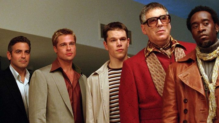 George Clooney, Brad Pitt, Matt Damon, Elliott Gould and Don Cheadle in "Ocean's Eleven" on Netflix.